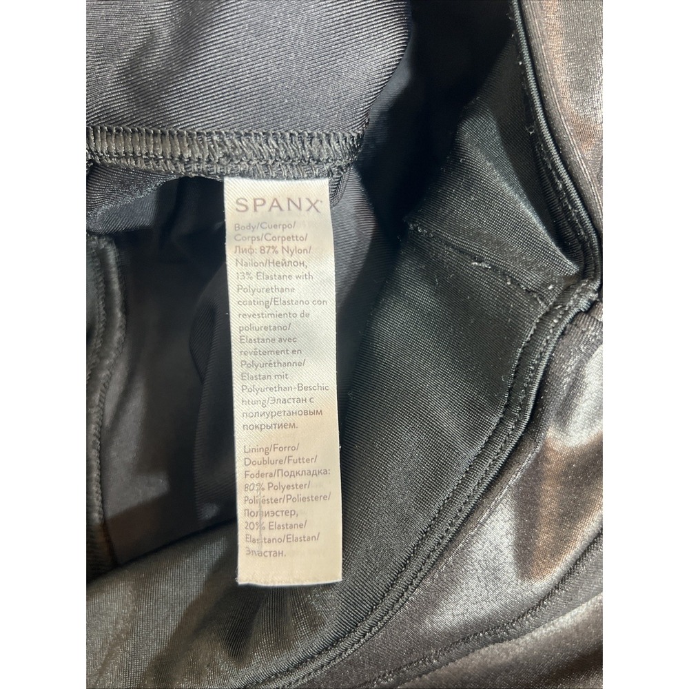 SPANX Quilted Faux Leather Leggings Black Size L Moto High Rise Tummy Control - Picture 8 of 9
